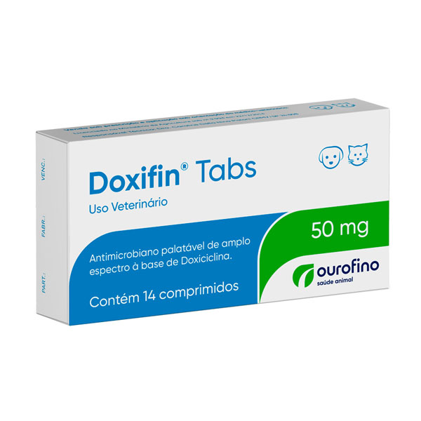 Antibiótico Ourofino Doxifin Tabs Para Cães e Gatos 50mg