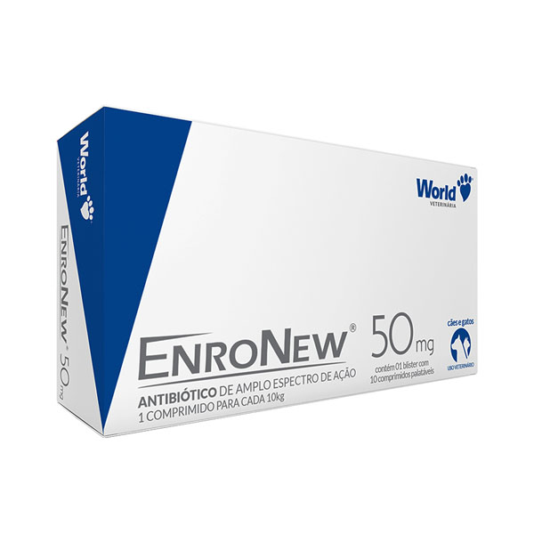 Antibiótico EnroNew World 50mg para Cães e Gatos de até 10kg