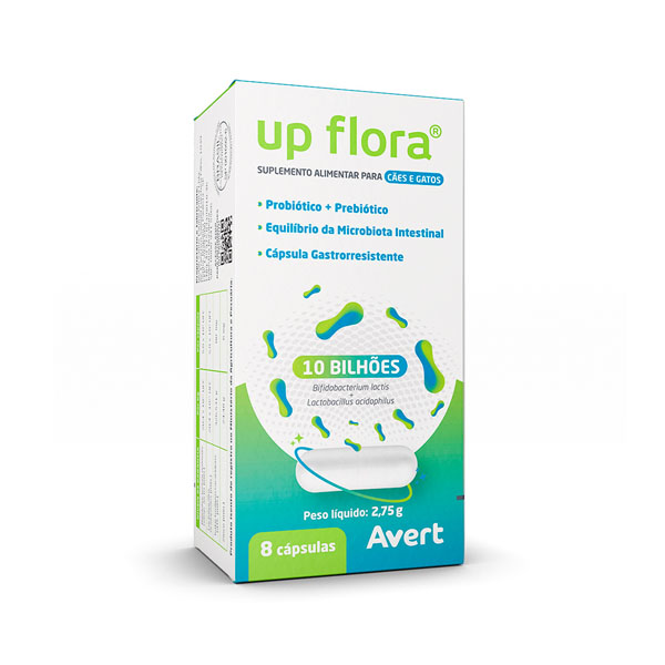 Suplemento Avert Up Flora para Cães e Gatos 8 Cápsulas