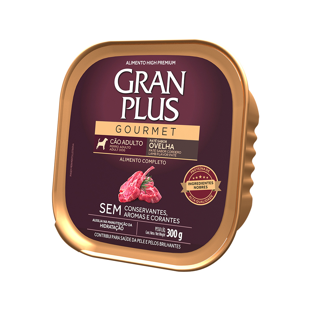 Ração Úmida GranPlus Gourmet Patê Sabor Ovelha para Cães Adultos 300 g