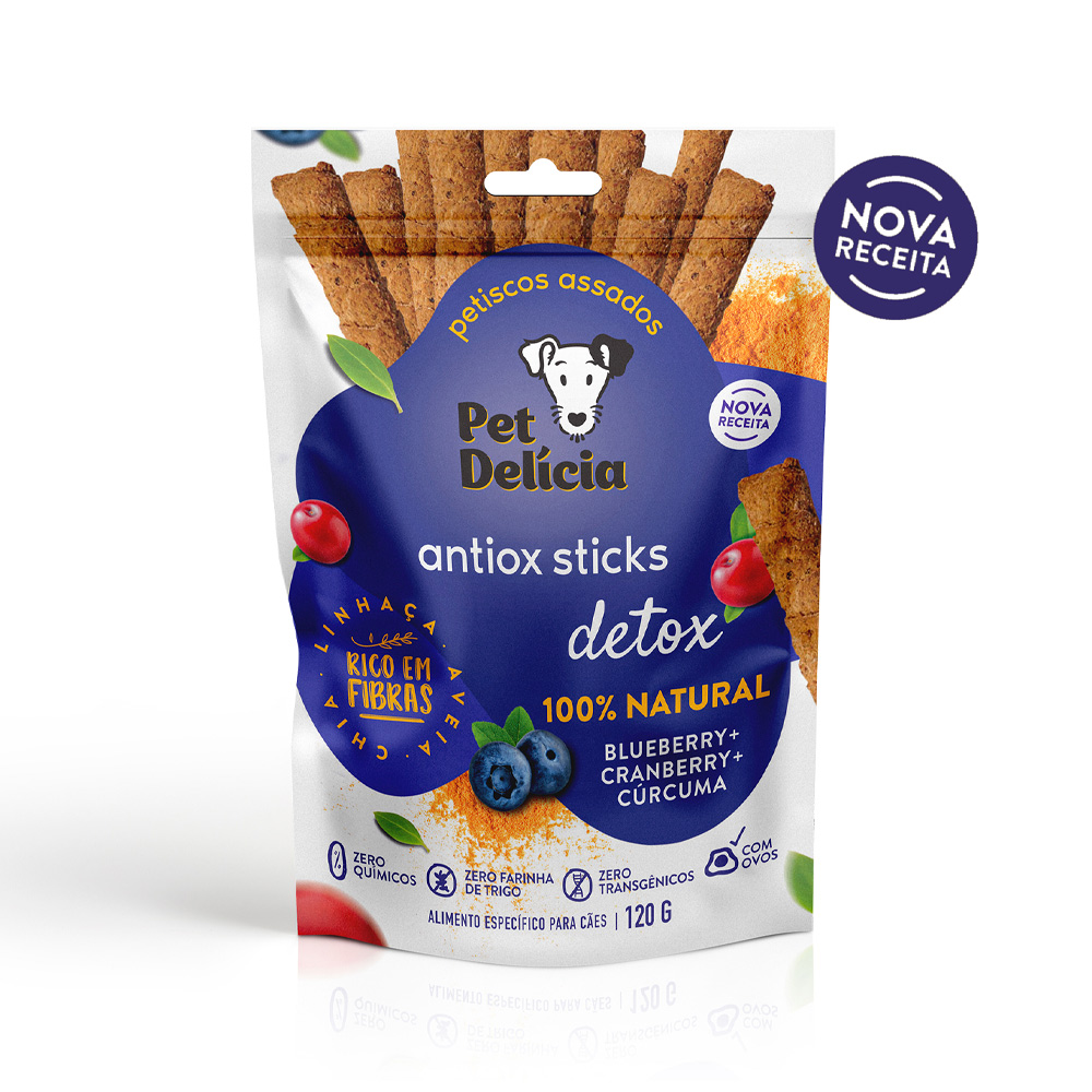 Petisco Natural Pet Delícia Antiox Detox Blueberry, Cranberry e Cúrcuma para Cães 120 g